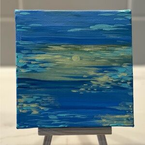 Abstract True Blue & Aqua Canvas Art